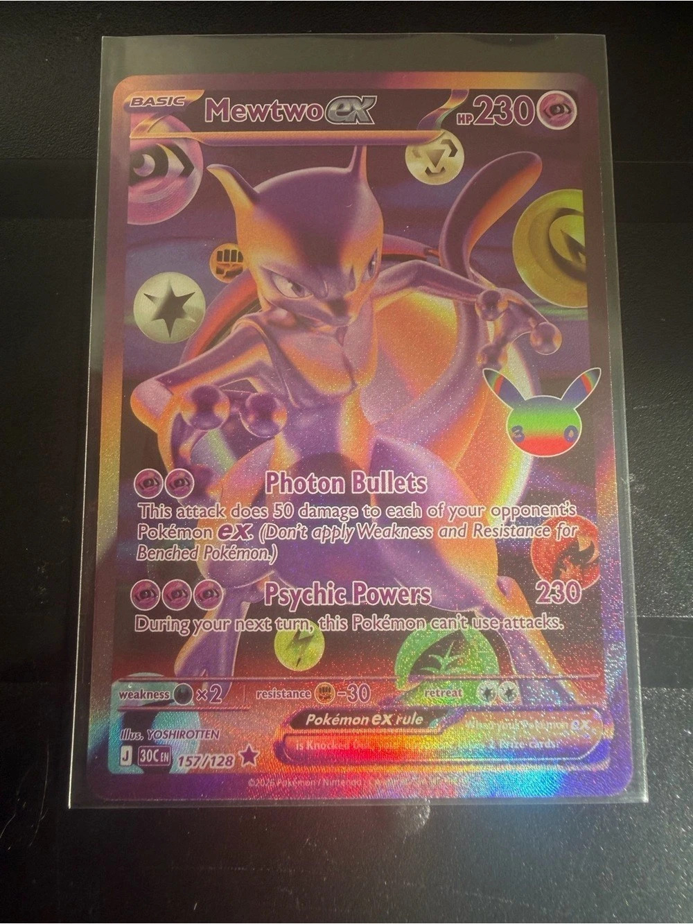 Pokémon Mewtwo ex TCG 157/128 Holographic Card Futuristic M/NM